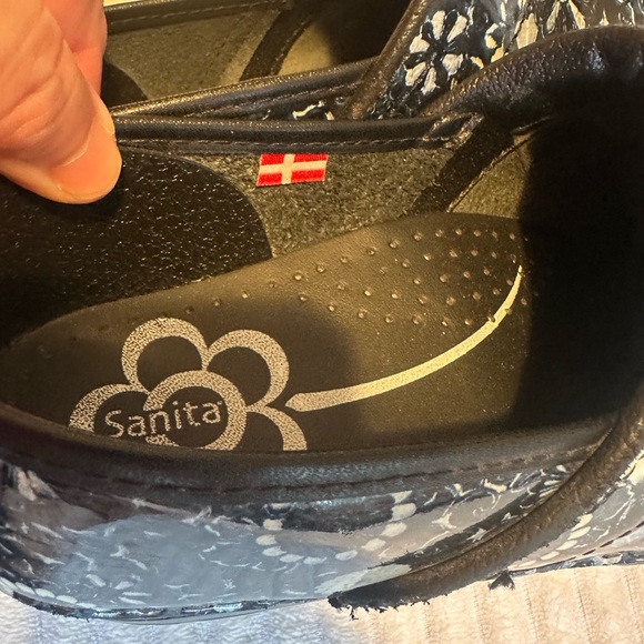 Sanita Black and White Floral Clogs - Picture 9 of 16